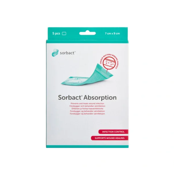 Sorbact Absorption Bandage 7 x 9 cm – 5 stk