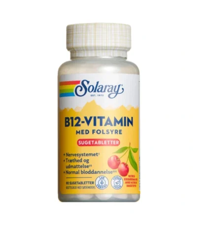 Solaray B12-Vitamin Med Folsyre Sugetablet – 90 stk
