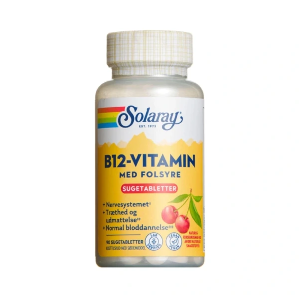 Solaray B12-Vitamin Med Folsyre Sugetablet – 90 stk