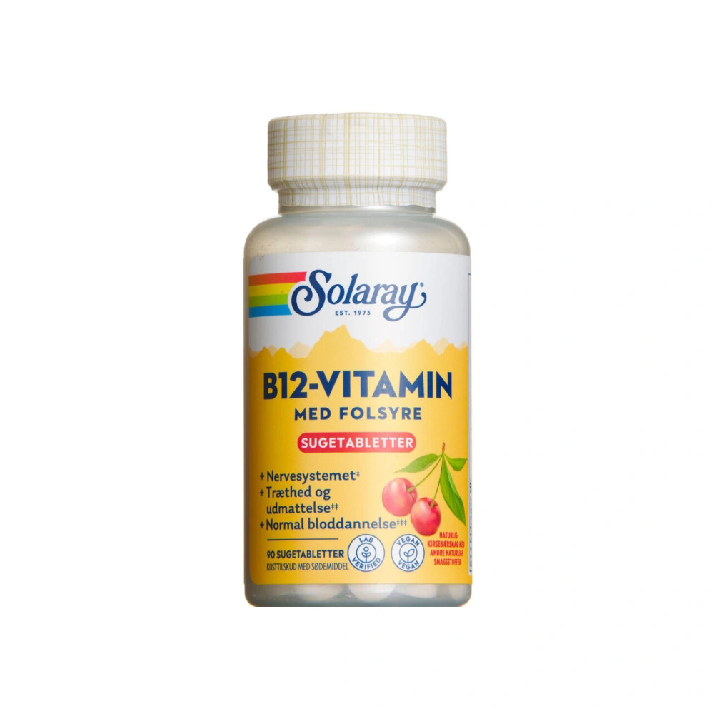 Solaray B12-Vitamin Med Folsyre Sugetablet - 90 stk