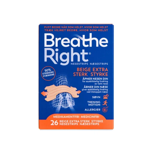 Breathe Right Ekstra Styrke Næsestrips – 26 stk