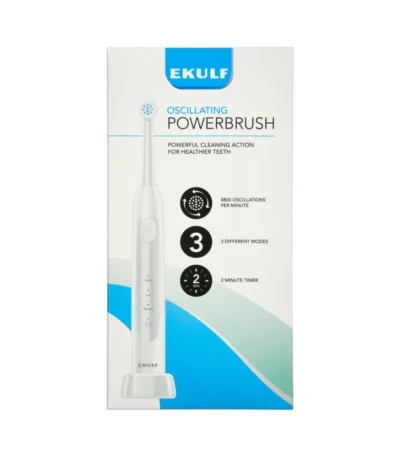 Ekulf powerbrush hvid eltandbørste – 1 stk