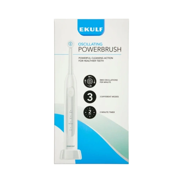 Ekulf powerbrush hvid eltandbørste – 1 stk