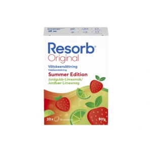Resorb Jordbær-Lime Brusetablet – 2 x 10 stk