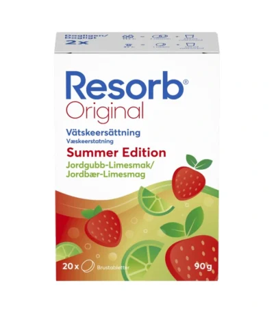 Resorb Original Jordbær-Lime - 2 x 10 brusetabletter