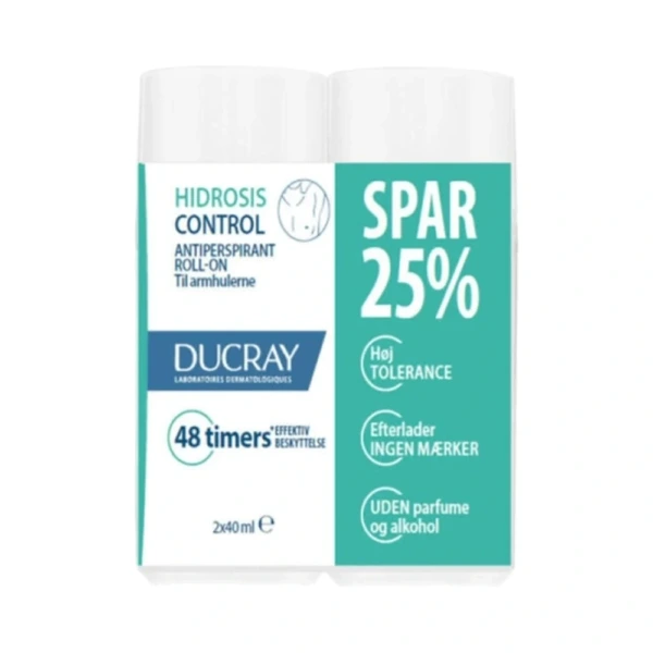 Ducray Hidrosis Control Roll-on Sampak – 2 x 40 ml