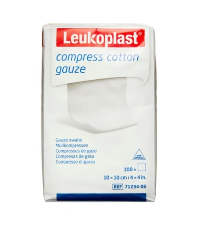 Leukoplast Compress Cotton Gauze 10 x 10 cm 12 lags – 100 stk