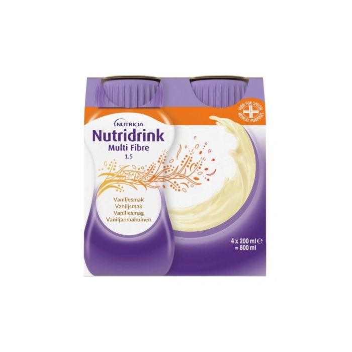 Nutridrink Multi Fibre Vanilje - 4 x 200 ml