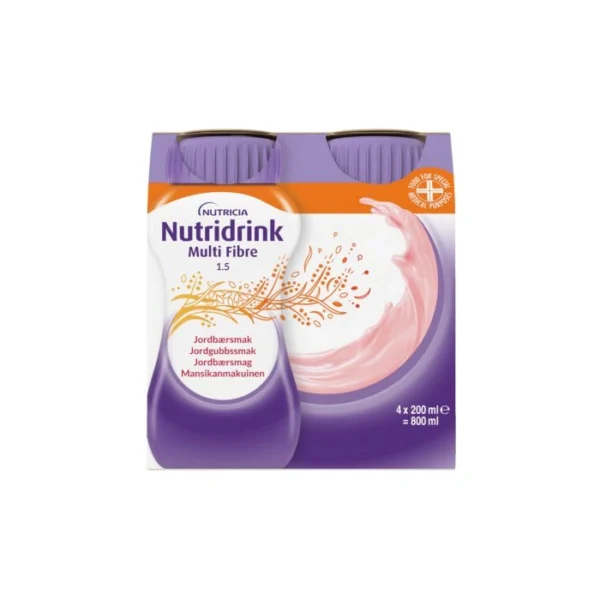 Nutridrink Multi Fibre Jordbær – 4 x 200 ml