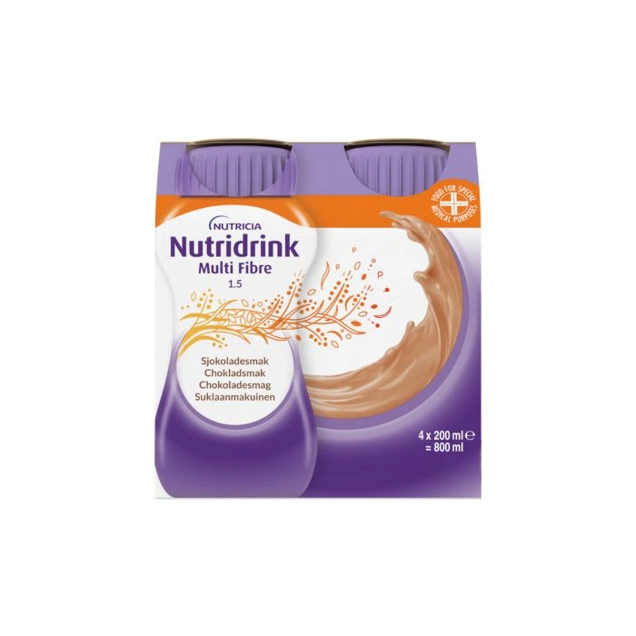 Nutridrink Multi Fibre Chokolade - 4 x 200 ml