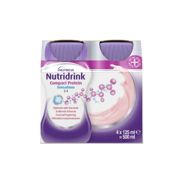 Nutridrink Compact Protein Sensations Cool Rød Frugtsmag – 4 x 125 ml