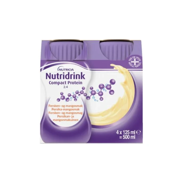 Nutridrink Compact Protein Fersken-Mango – 4 x 125 ml