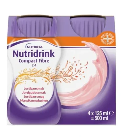 Nutridrink Compact Fibre Jordbær – 4 x 125 ml