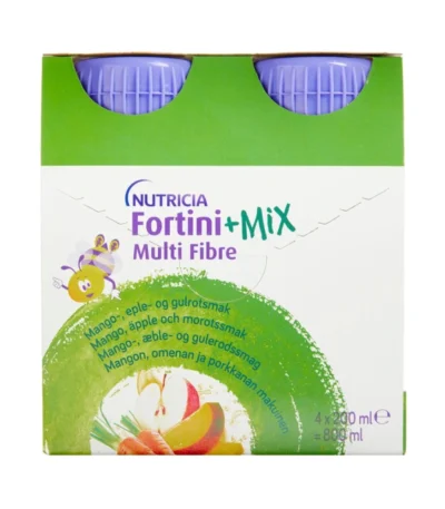Nutricia Fortini +Mix Multi Fibre Mango-, Æble- og Gulerodssmag – 4 x 200 ml