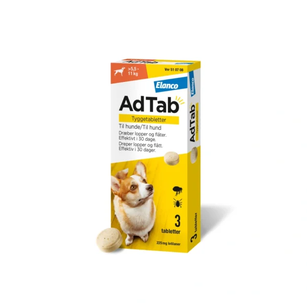 AdTab tyggetabletter til hund 5.5-11 kg 225 mg - 3 stk