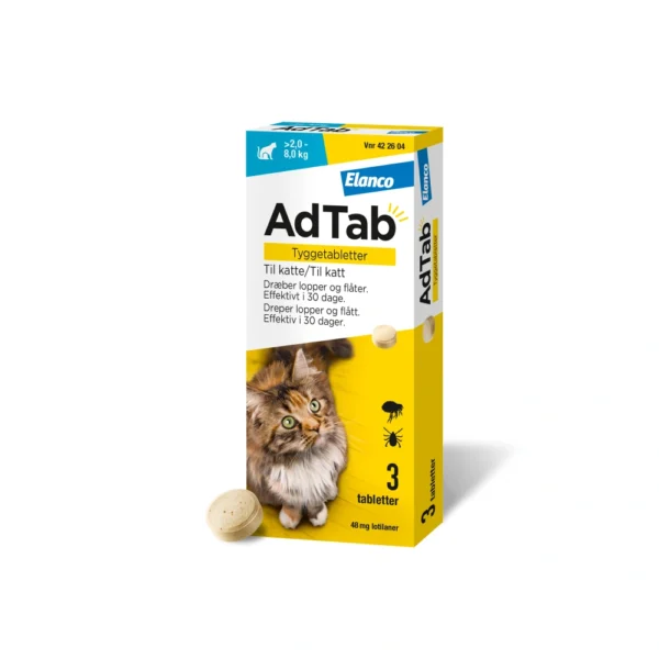 AdTab tyggetabletter til katte 2.0-8.0 kg 48 mg - 3 stk