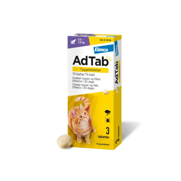 AdTab tyggetabletter til katte 0.5-2.0 kg 12 mg - 3 stk