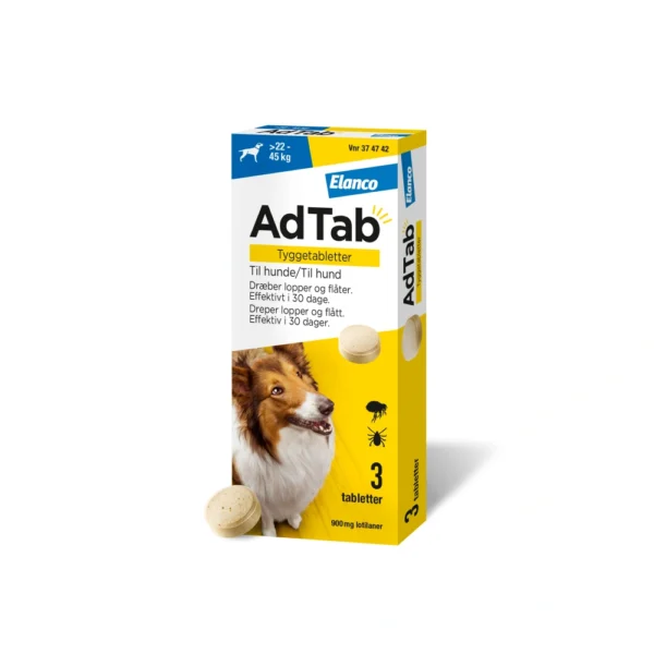 AdTab tyggetabletter til hund 22-45 kg 900 mg - 3 stk