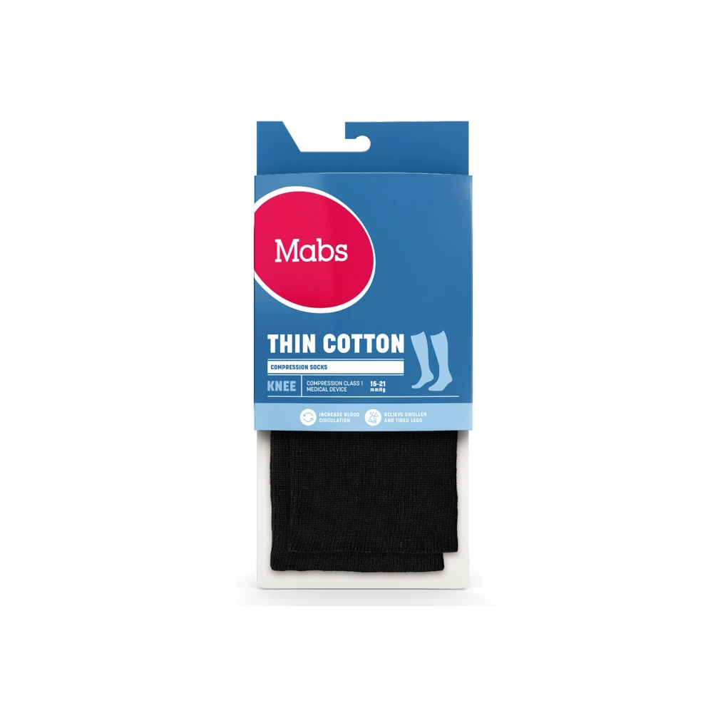 Mabs Thin Cotton Knee Sort Str. M - 1 par