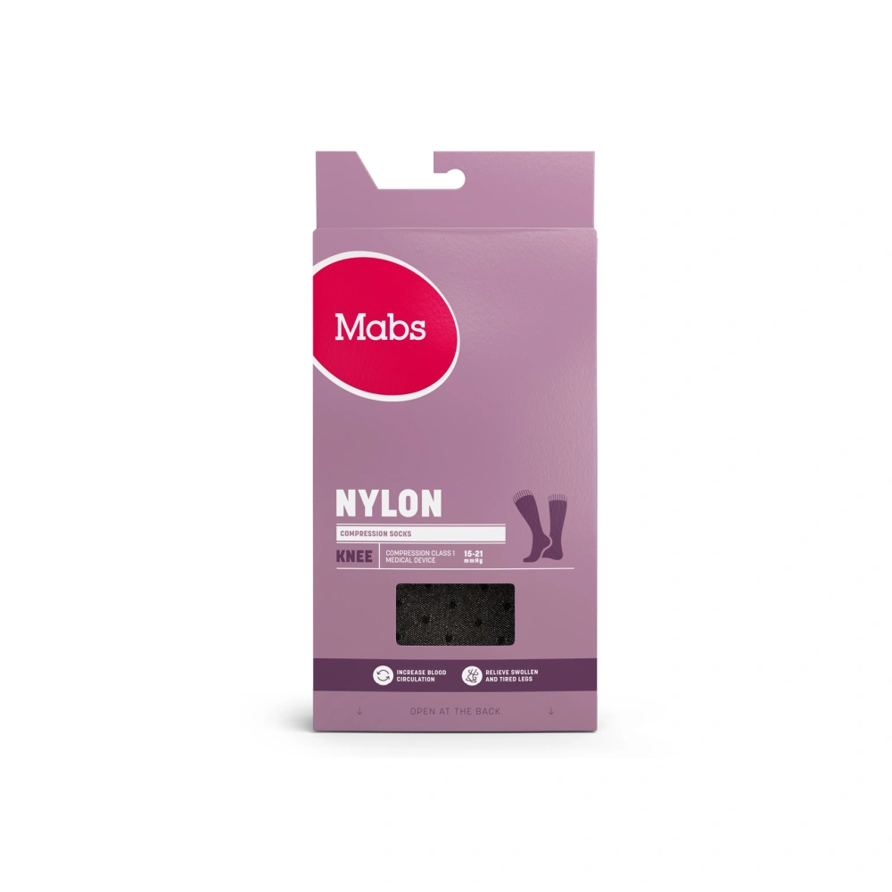 Mabs Nylon Knee Design, Sort Str. M - 1 par