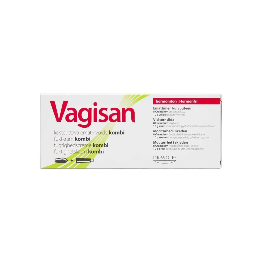 Vagisan Fugtighedscreme Kombi Vagitorier + Cremolum - 8 stk. x 10 g