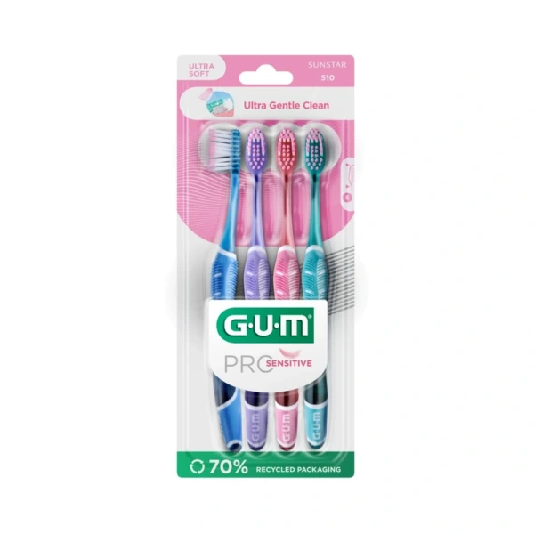 GUM PRO Sensitive Tandbørster Soft – 4 stk