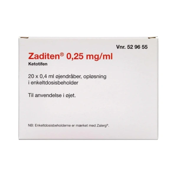 2care4 Zaditen Øjendråber 0,25 mg/ml enkeltdosis - 20 stk