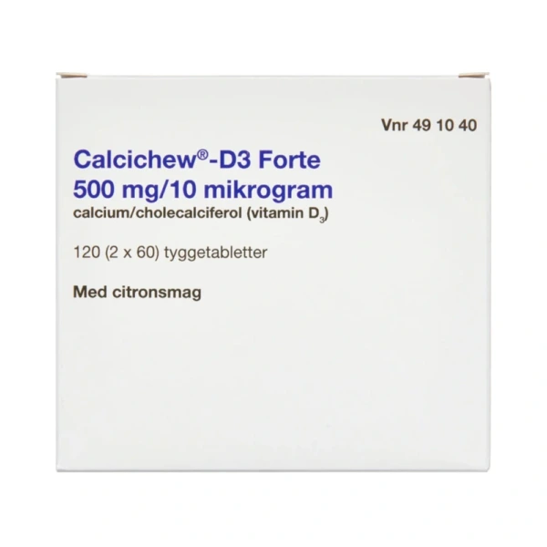 2care4 Calcichew D3 Forte 500 mg+10 mikrogram - 120 Tyggetabletter