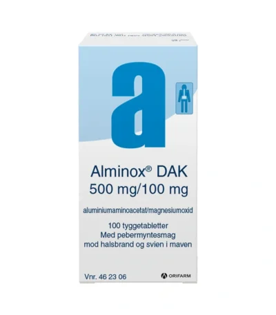Alminox DAK tyggetabletter 500 mg + 100 mg - 100 stk