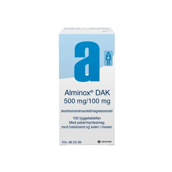 Alminox DAK tyggetabletter 500 mg + 100 mg - 100 stk