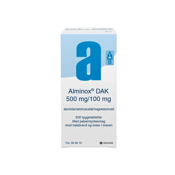 Alminox DAK tyggetabletter 500 mg + 100 mg - 200 stk
