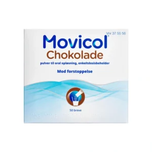 Movicol Chokolade Kaliumchlorid – 50 stk Pulver til oral opløsning, enkeltdosisbeholder