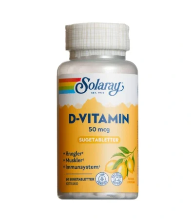 Solaray D-Vitamin 50 µg Sugetabletter – 60 stk