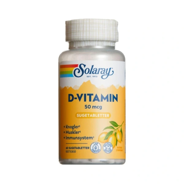 Solaray D-Vitamin 50 µg Sugetabletter – 60 stk