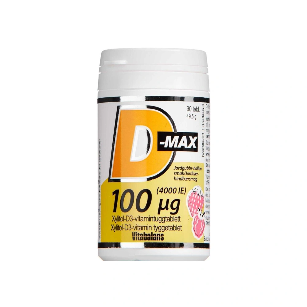 D-Max 100 µg Jordbær-Hindbærsmag - 90 stk