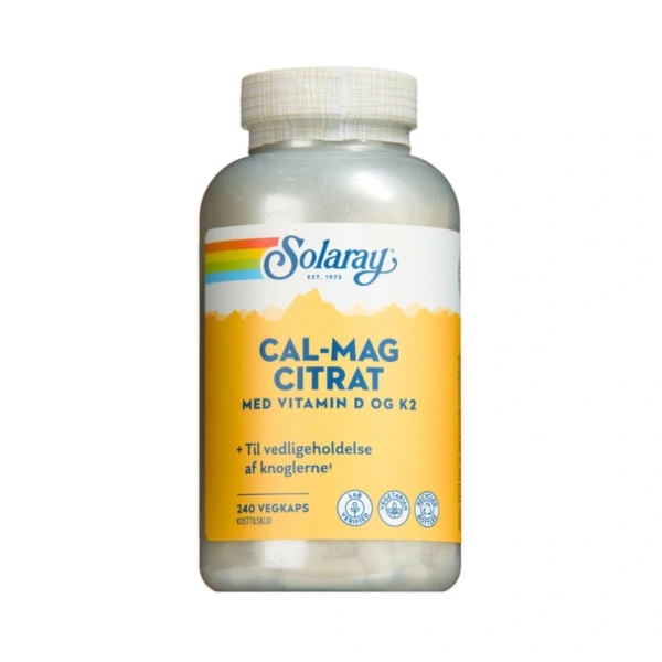 Solaray Cal-Mag Citrat + D & K2 – 240 stk
