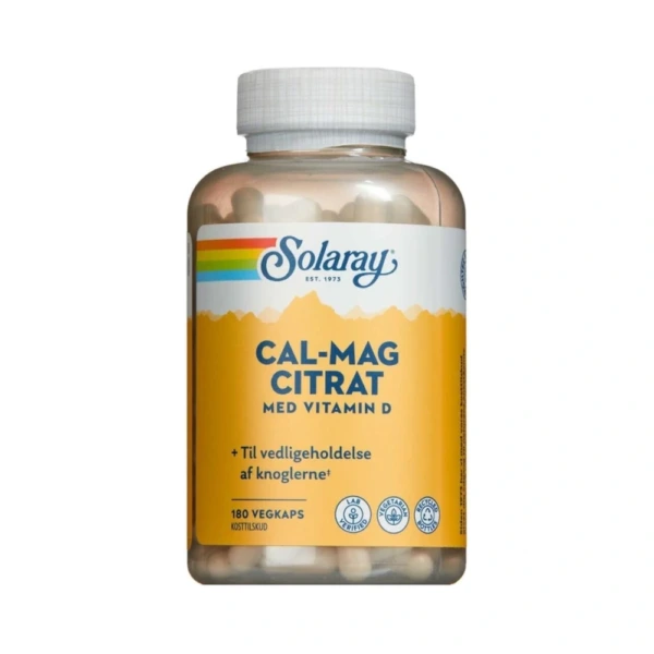 Solaray Cal-Mag Citrat + D-Vitamin – 180 stk