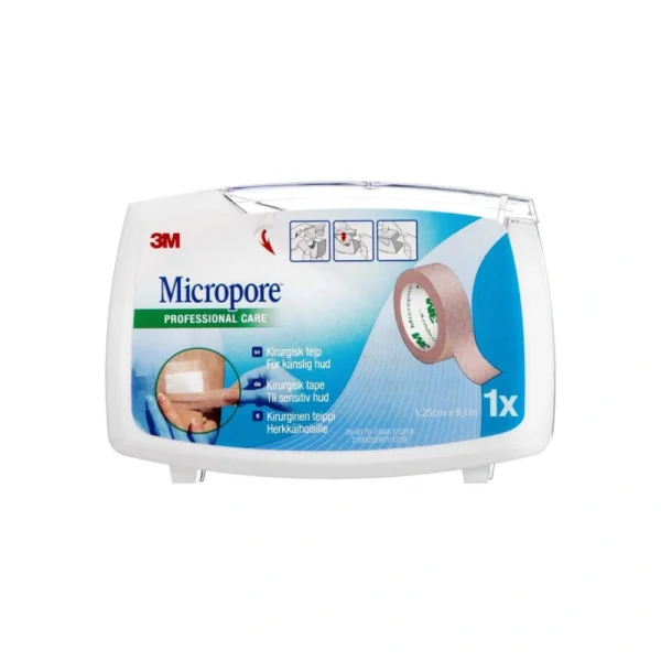 Micropore Kirugisk Tape Dispenser Brun – 1,25 cm x 9,14 m