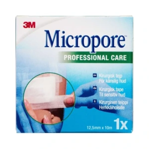 Micropore Kirurgisk Tape Uden Dispenser Hvid – 1,25 cm x 10 m