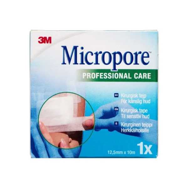 Micropore Kirurgisk Tape Uden Dispenser Hvid – 1,25 cm x 10 m