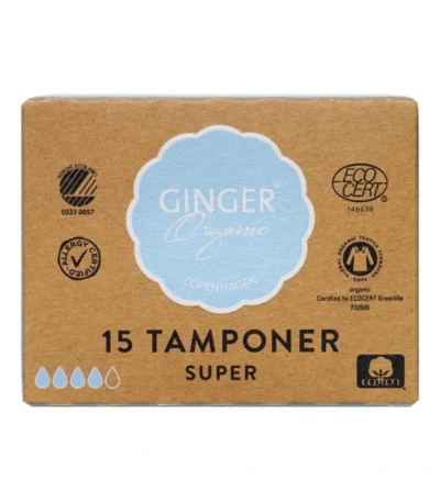 GingerOrganic Tampon Super – 15 stk