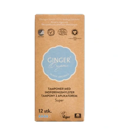 GingerOrganic Tampon med indføringshylster Super – 14 stk