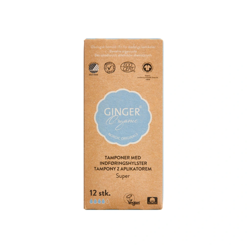 GingerOrganic Tampon med indføringshylster Super - 14 stk