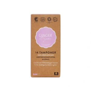 GingerOrganic Tampon m. indføringshylster, Normal – 14 stk