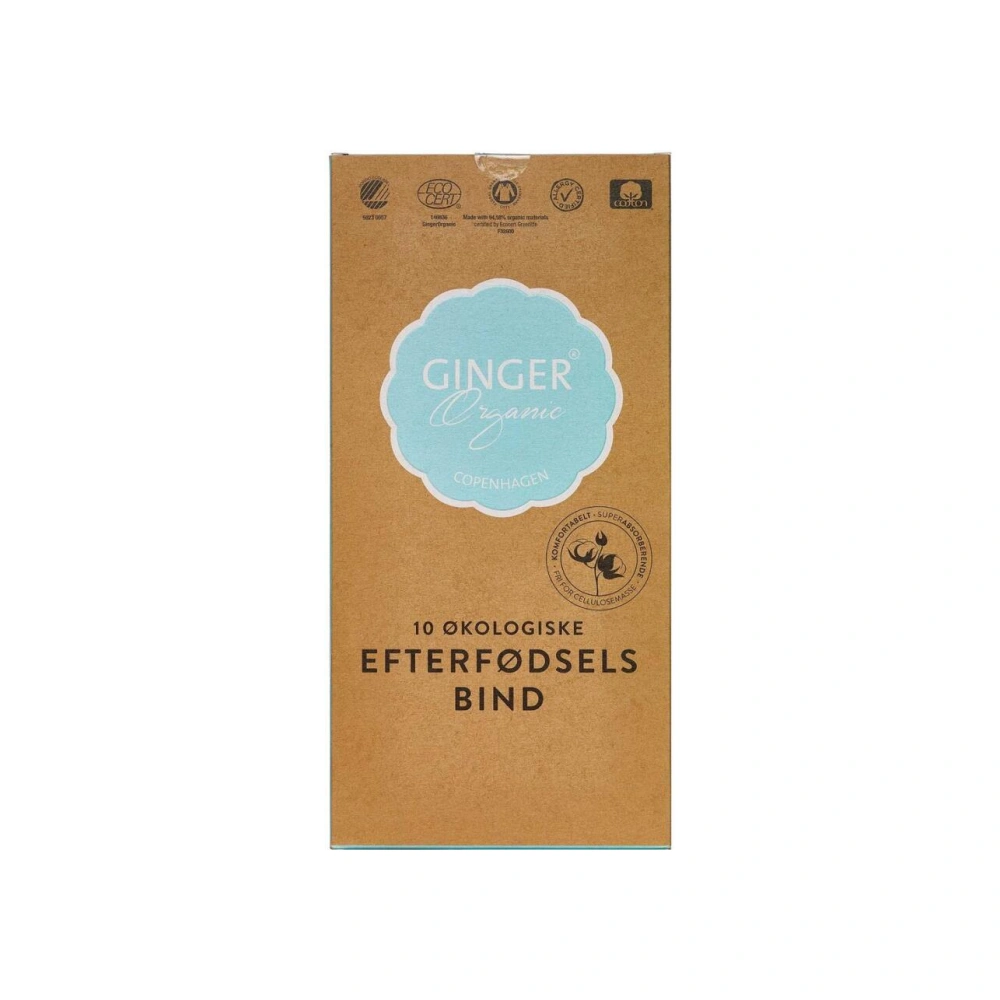 GingerOrganic Efterfødselsbind - 10 stk