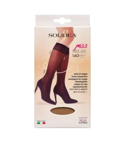 Solidea Miss Relax 140 Sheer Knæstrømpe Camel Small – 1 par