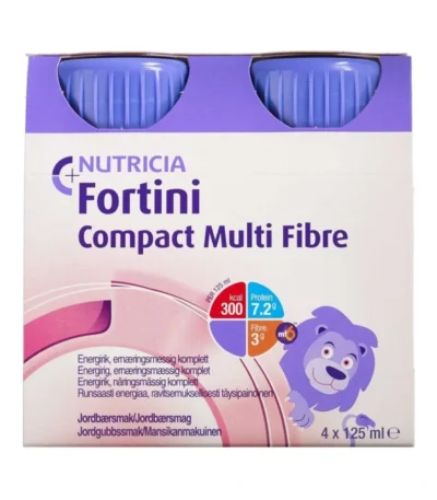 Nutricia Fortini Compact Multi Fibre jordbær – 4 x 125 ml