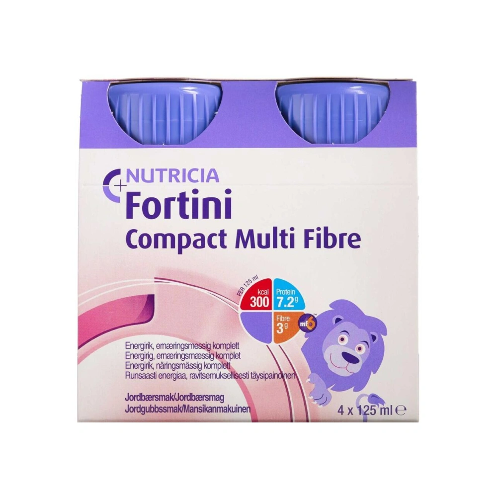 Nutricia Fortini Compact Multi Fibre jordbær - 4 x 125 ml