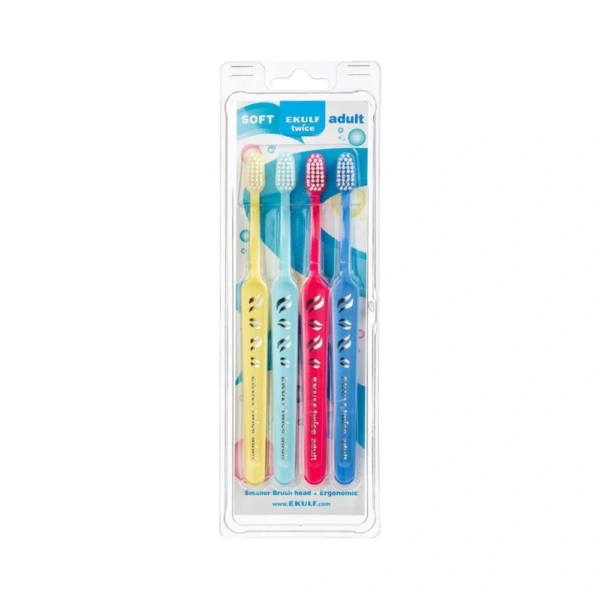 Ekulf Twice Adult Tandbørste – 4 stk