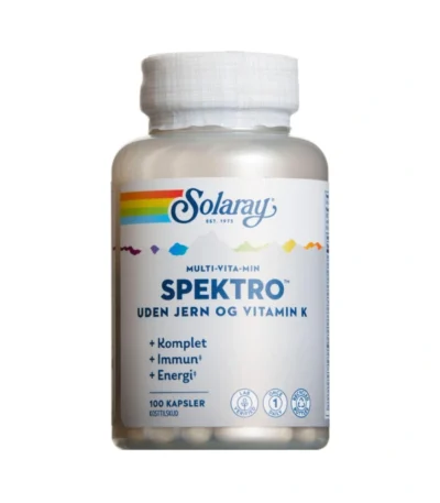 Solaray Spektro Multi-vitamin Uden Jern og Vitamin K - 100 stk